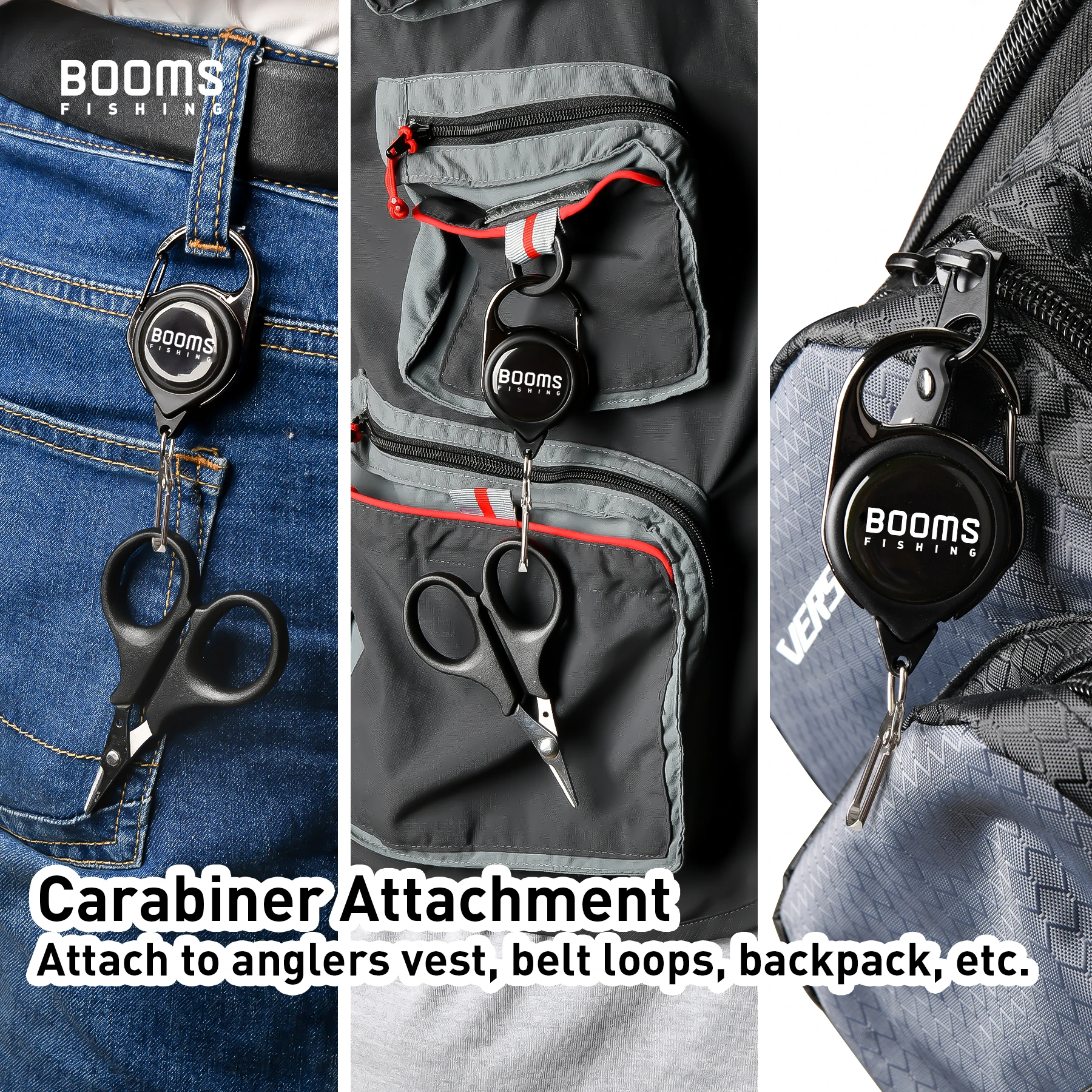 Booms Fishing RG1 Retractable Key Chain with Gear Combo Cord Easy Release Badge Holder Fly Fishing Zinger Retractor Accessories