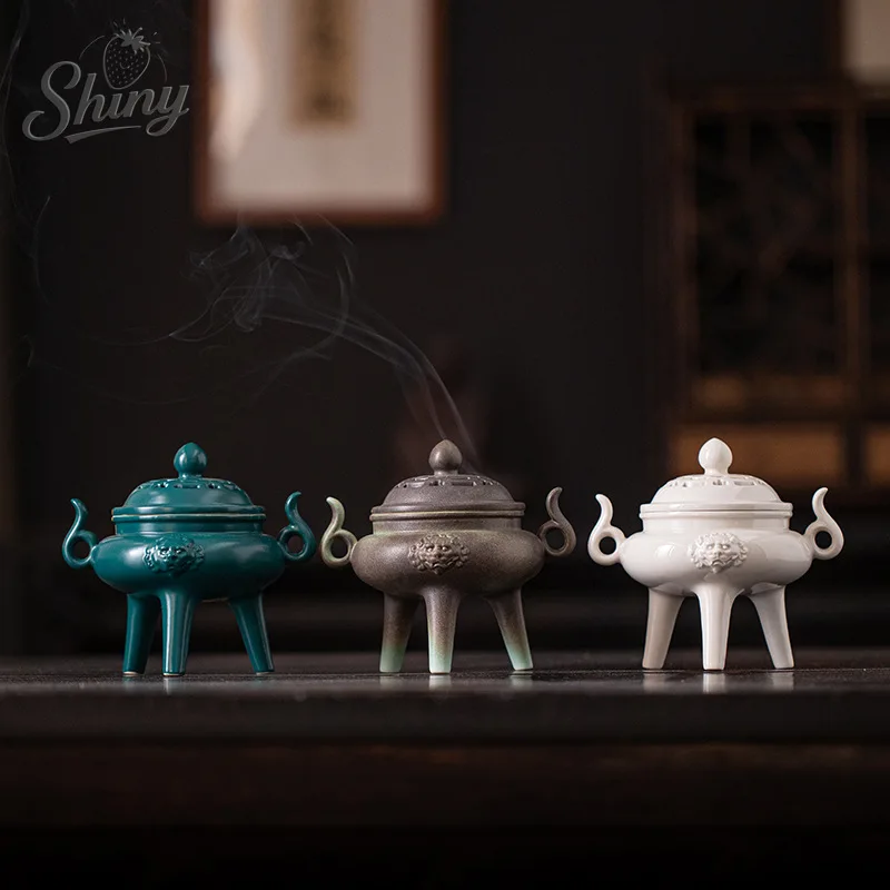 

Ceramic Incense Burner Antique Palace Style Three-legged High-legged Incense Burner Household Indoor Incense Burner Ornaments