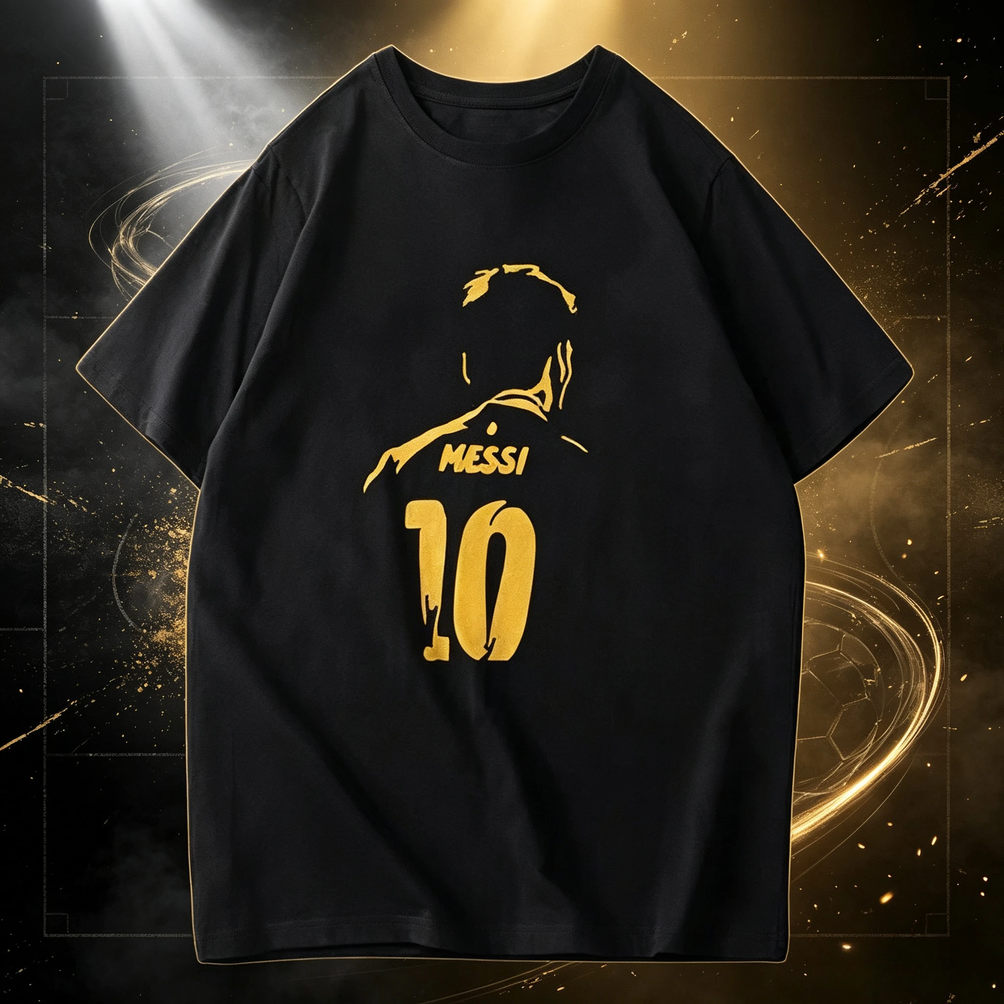 Football Messi Barcelona Messi T-shirt Short Sleeve Fans Pure Cotton Loose Sports Half Sleeve Men's and Women's T-shirt Sleeve