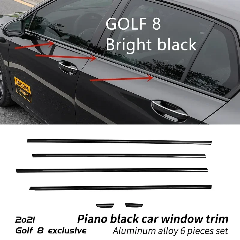 For Volkswagen Golf 8 car special car window trim modified appearance strip Bright black body trim strip patch kit