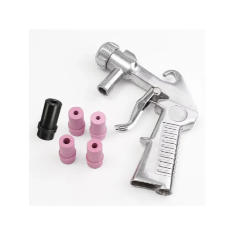 Pneumatic sandblasting gun kit, sandblasting machine kit, sandblasting gun + 4 nozzles + connector + hose, rust removal tool kit