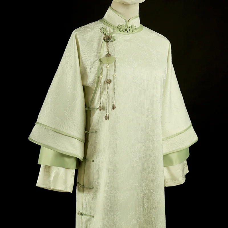 

Традиционное китайское женское платье в полный рост, осенне-зимнее, новое, с вышивкой, без рукавов, в стиле колор-блок, без воротника