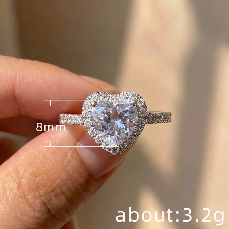 925 Sterling Silver Heart Designed Exquisite  Rings for Women Shiny Zirconia Finger Engagement High Quality Hot Sale Jewelry view 5