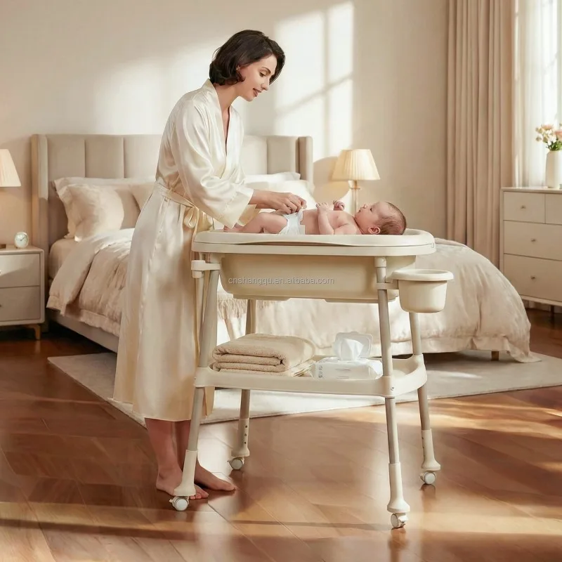 Multifunctional newborn portable folding baby bath changing table