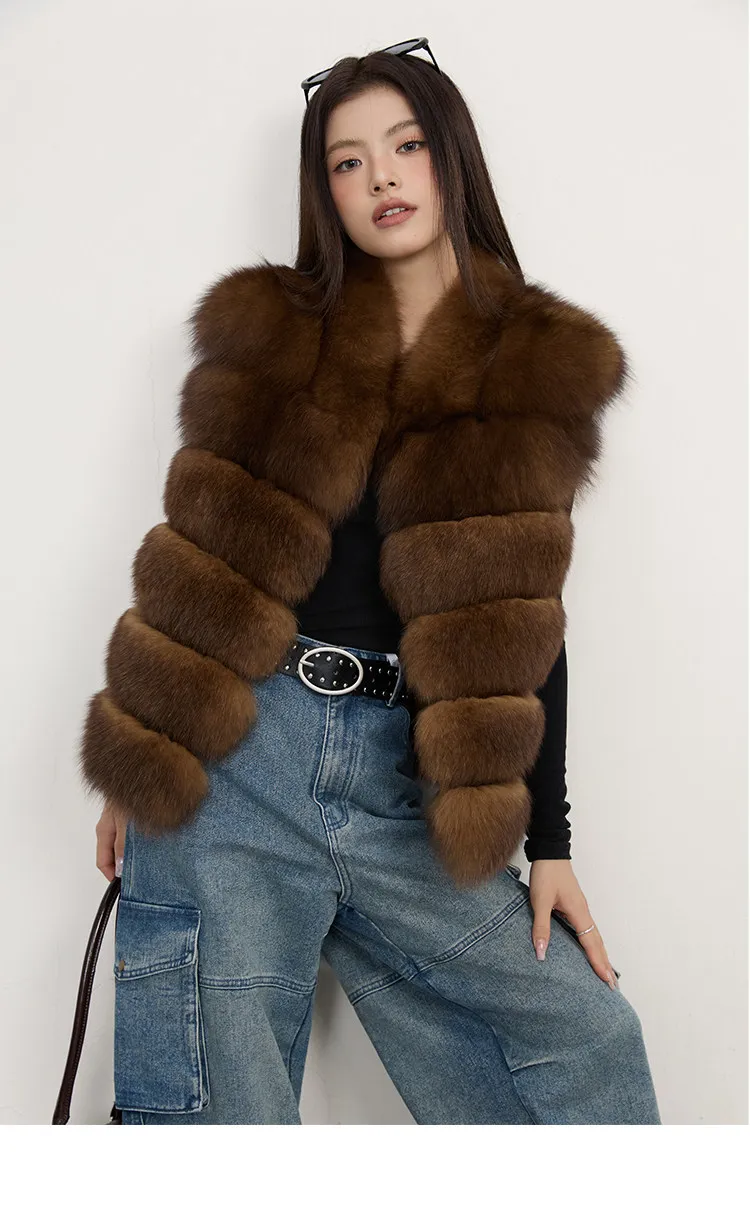 Modische Herbst-Frauen-Fellmäntel aus Kunstfell, Outdoor-Damen-Jacken ohne Ärmel, flauschig, dick, warm, Winter-Oberbekleidung, Damen-Streetwear – Detail 13