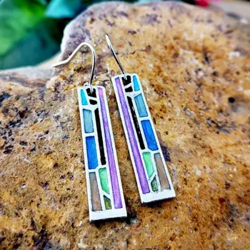 2023年新款復古混色幾何吊墜耳環,女士波西米亞部落風鏤空金屬花卉長耳環,珠寶禮品 8 最佳銷售 嬉皮士耳環 - №8