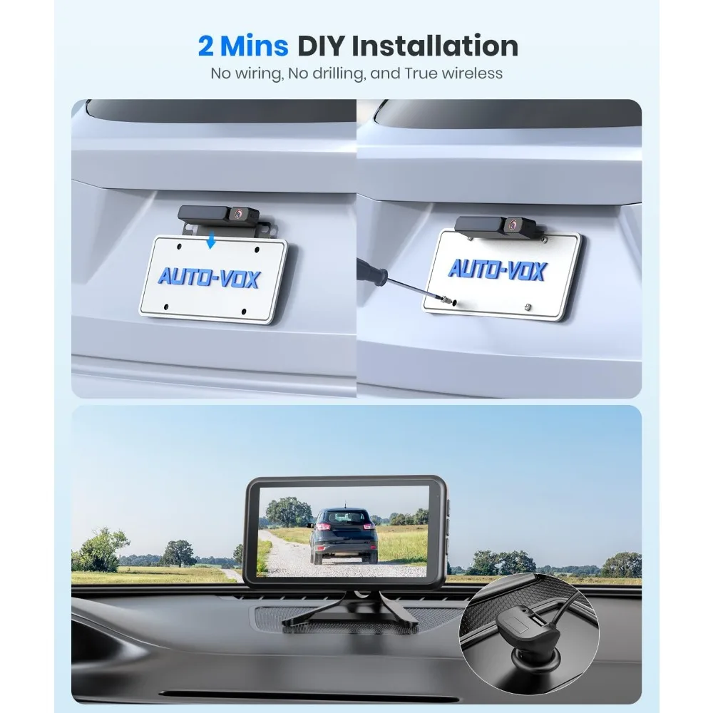 

Беспроводная резервная камера на солнечной батарее с 5-дюймовым монитором 1080P: аккумулятор 5000 мАч, установка «сделай сам», 2 резервных камеры с разделенным экраном