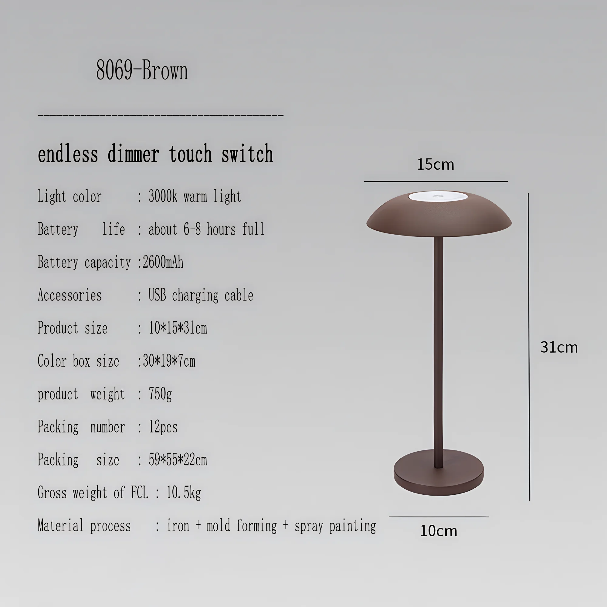 LED Charging Desk Lamp Industrial Style Touch Dimming USB Portable Charging Coffee Shop Bar Vintage Decor Atmosphere Night Light