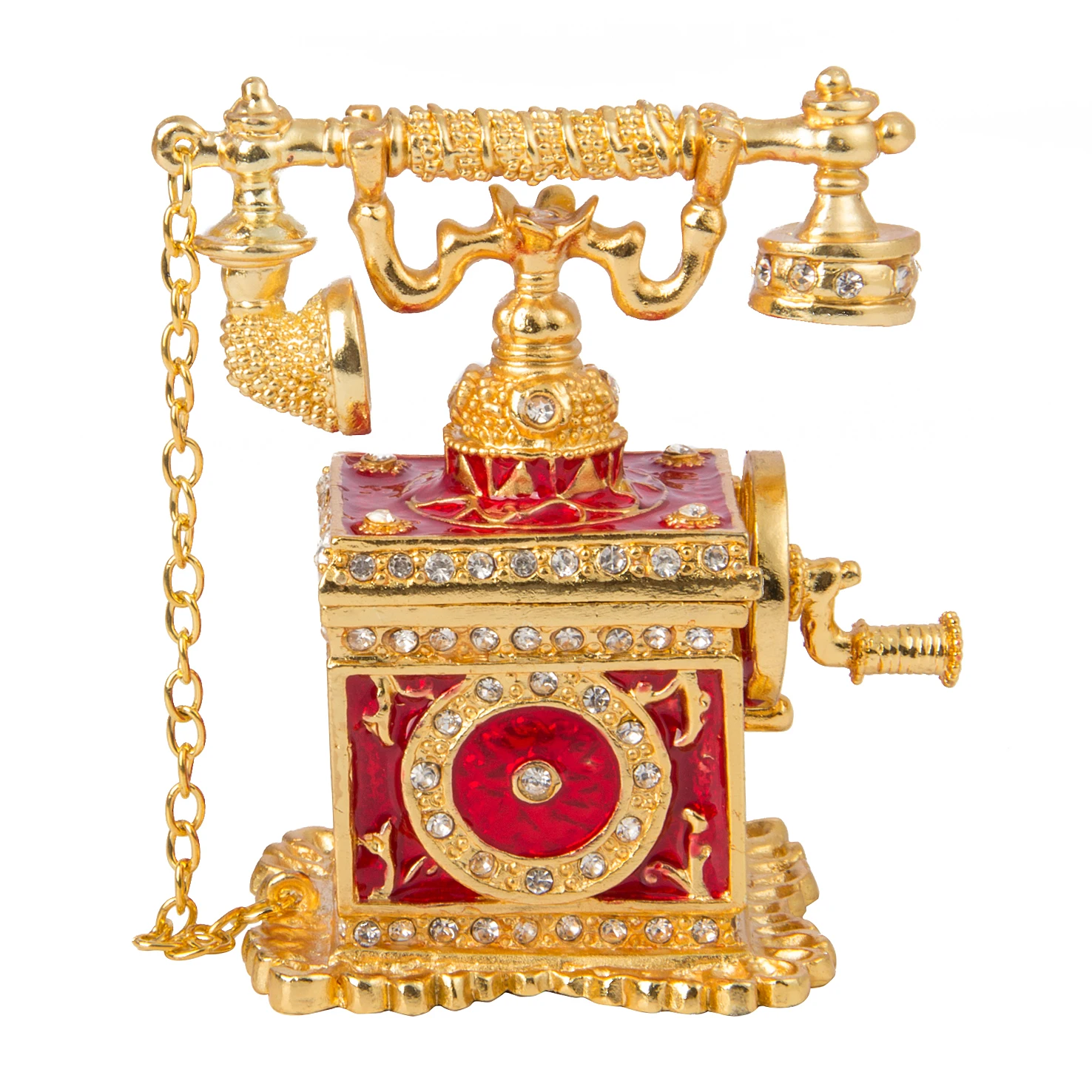 QIFU New Red Retro Telephone for Christmas Home Decorations