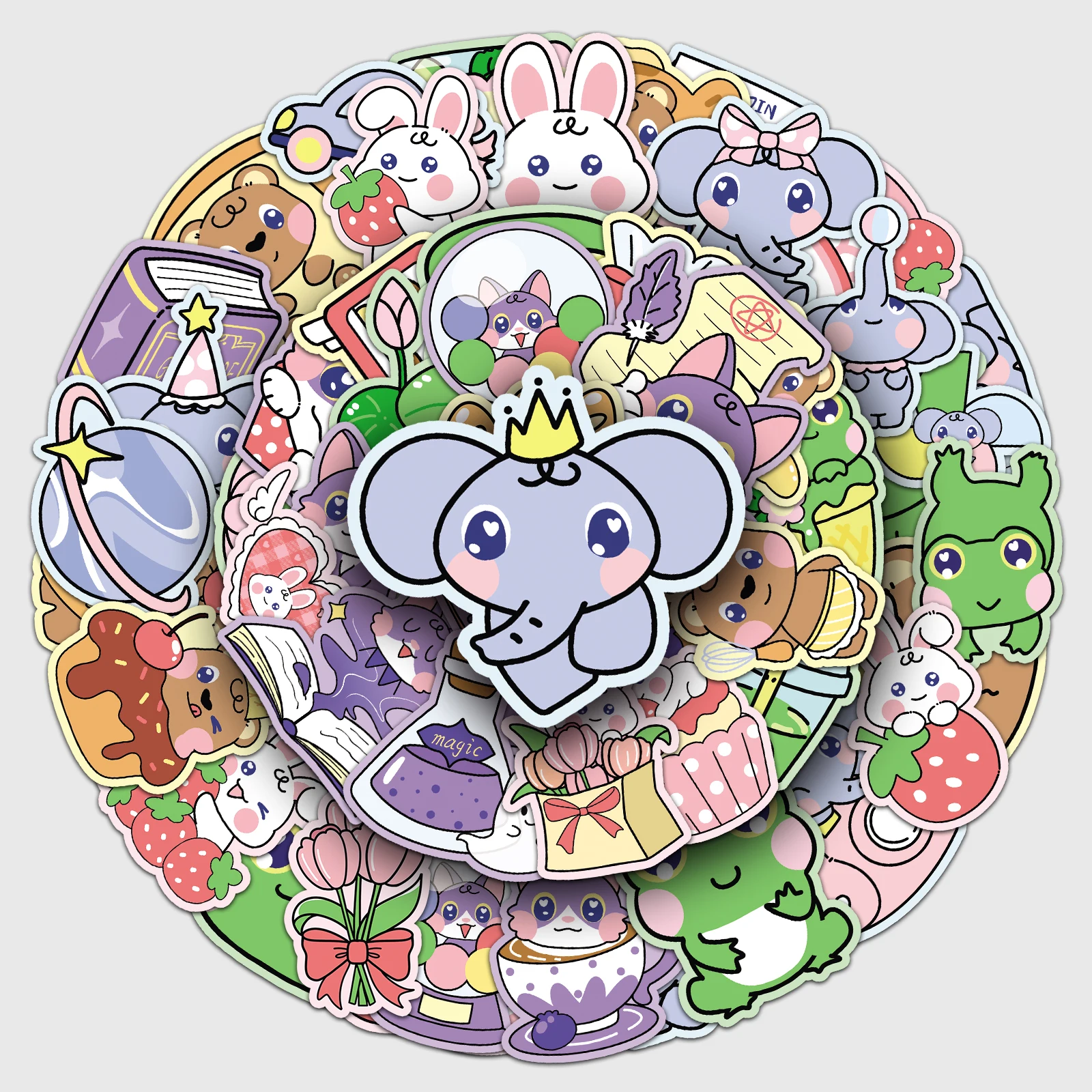 

50Pcs Original Colorful Small Animal Series Cartoon Cute Waterproof Sticker Skateboarding Retro home decal Sticker