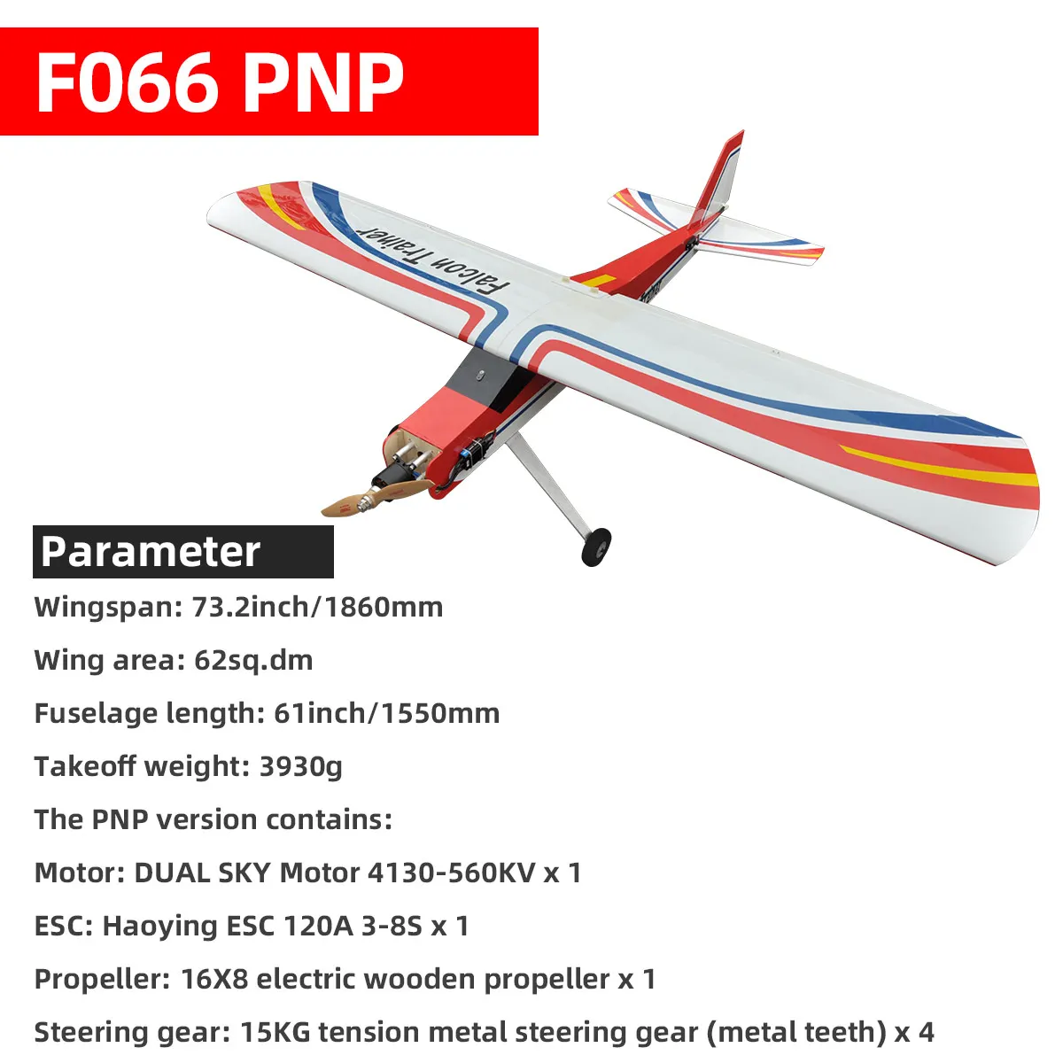 Falcon Trainer ARF 20cc Gasoline RC Airplane Fuselage 73.2inch Balsa Wood Plane Model Aircraft for Beginner