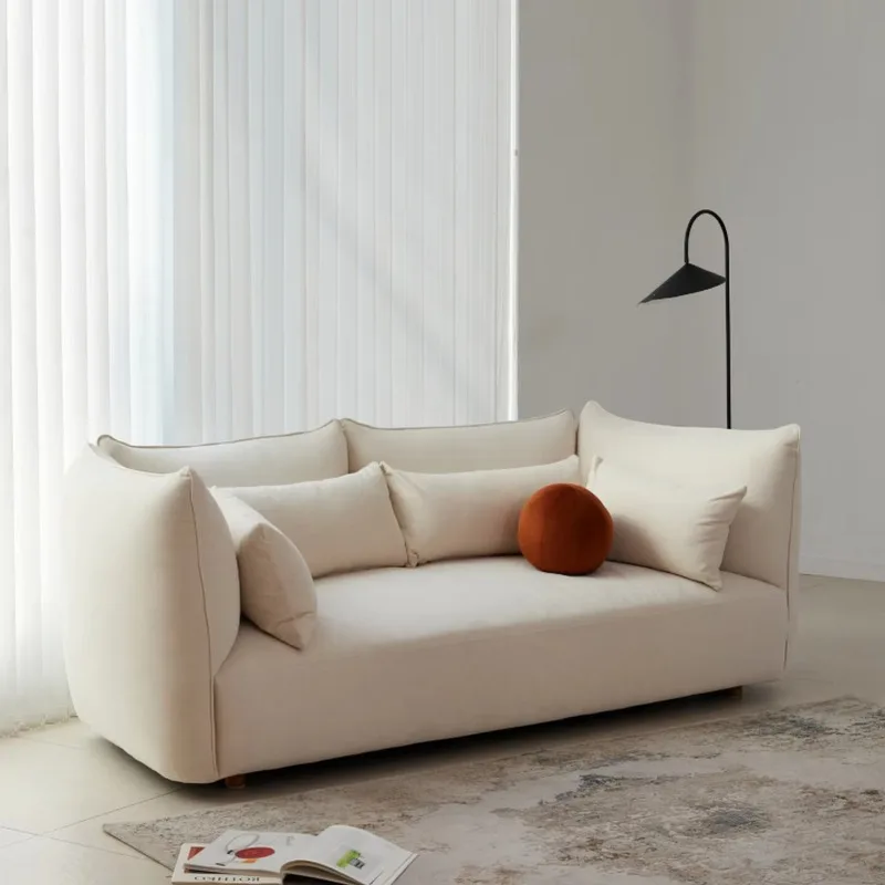 Cream cloth three-seat inflatable combination sofa apartment shopping mall living room modern square module design