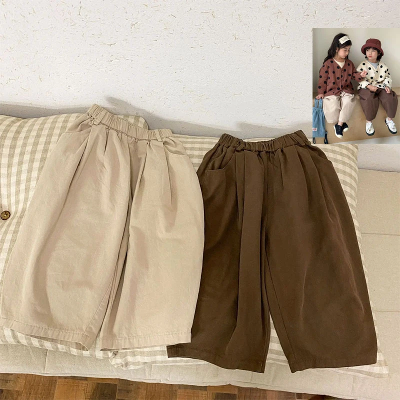 

Girls Soft Pants 1-8 Years Baby Boy Casual Trousers Clothes Children Cotton Pants Kids Unisex Casual Carrot Pants Apricot Outfit