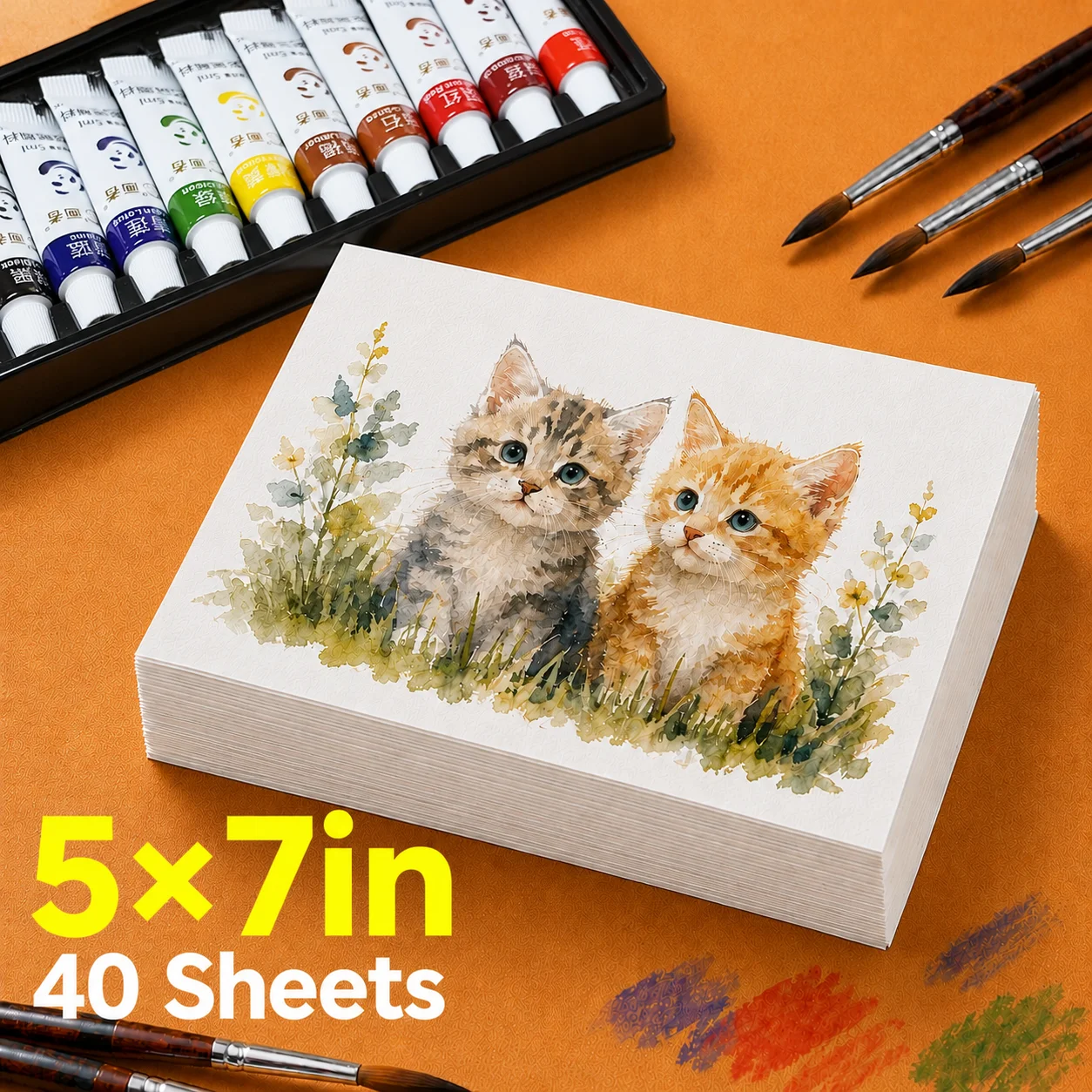 40 Sheets Watercolor Paper for Painting, High-Quality Thick Paper 300gsm/140lb, 5×7inch, for Artists, Hobbyists and Adults