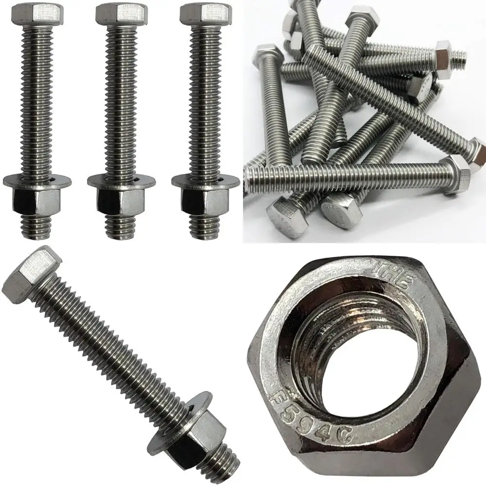 

Stainless Steel 18-8 Hex Head Bolts with Nuts and Washers, 1/4-20 Thread Size, Suitable for Interior and Exterior Applications