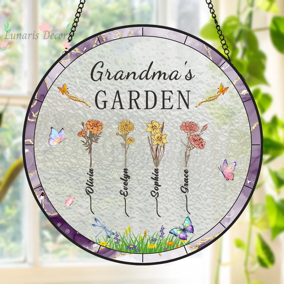 Best selling grandma's garden december flower name sunshine catcher glass pendant gift