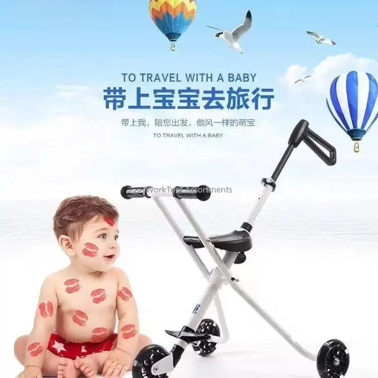 Children's push cart for 1-12 years old, lightweight, one-click folding, baby's outdoor walking tool, one year old and above
