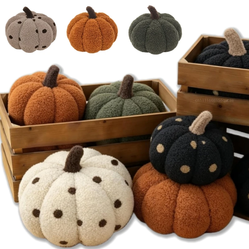High Quality Nordic Hot Sale Simulation Soft Dot Pumpkin Pillow Creative Sofa Cushion Halloween Decor Cute Christmas Kids Gifts