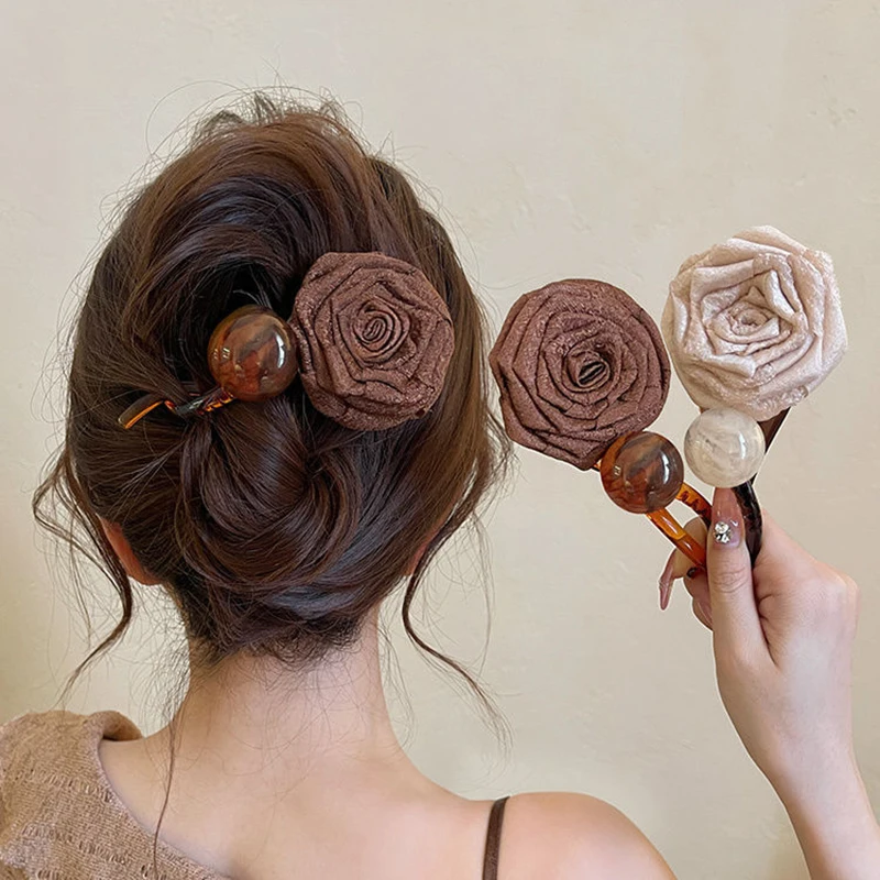 

Vintage Dried Rose Hairpins For Women Ponytail Twist Hair Clips Fashion Shark Clip Barrettes Hair Accessories