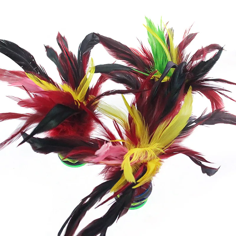 1pcs Feather ลูกขนไก่สีสัน Feathers ลูกขนไก่แบบพกพาเตะ Handwheel Feather ลูกขนไก่ฟิตเนสความบันเทิง