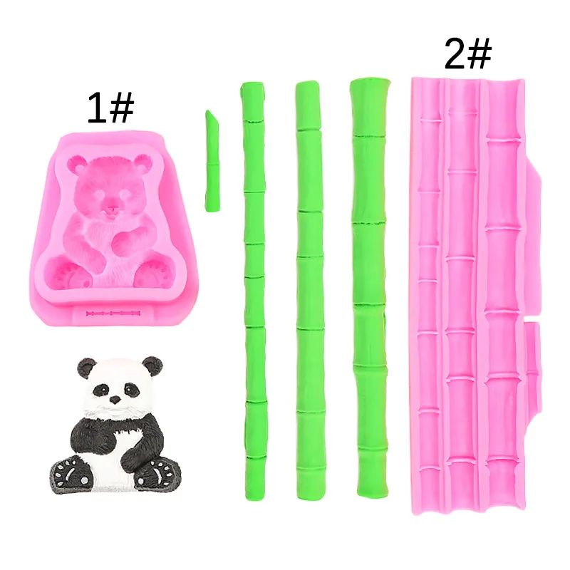 Chinese Bamboo Panda Dessert Desk Decoration Silicone Mould Fondant Cake Chocolate Baking Mold B464