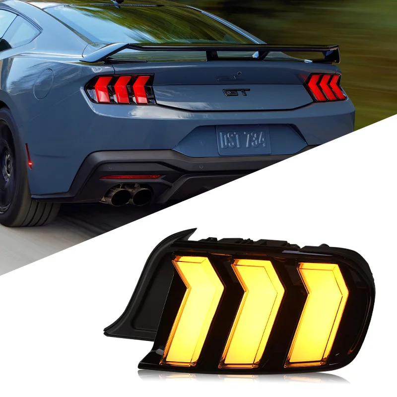 Lampu belakang LED modifikasi gaya RGB, lampu ekor LED kualitas tinggi untuk Ford Mustang 2015-2021 rakitan lampu belakang