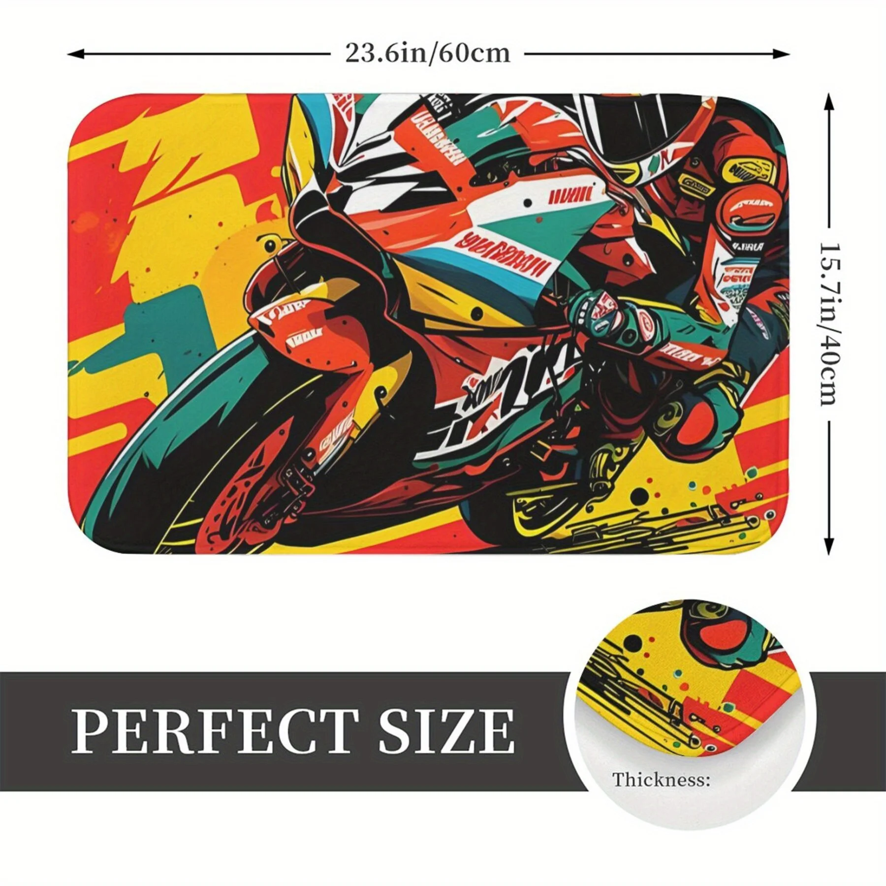 Motorcycle Themed Doormat Entrance Mat Racing Bike Art Floor Mat Outdoor Home Decor for Motorhead Gift