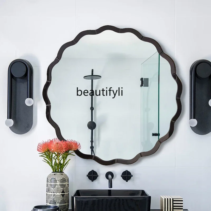 

ss7304 European wall-mounted bathroom bathroom mirror simple makeup gold round decorative mirror round bathroom