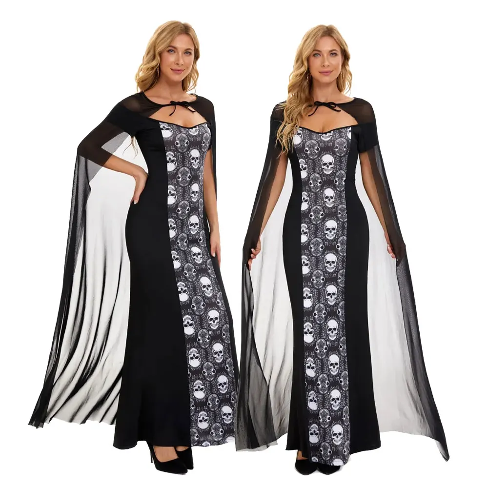 

Винтажное платье злой вампира-ведьмы на день мертвых, Хэллоуин, приключенческая вечеринка, ужас, зомби, скелет, призрак невесты, карнавальный костюм