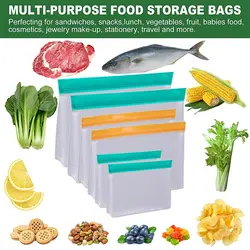 6/4/3 Pack Reusable Food Storage Bags Stand Up Flat Ziplock Bags BPA Free Freezer Bags Leakproof Food Grade Resealable Snack Bag