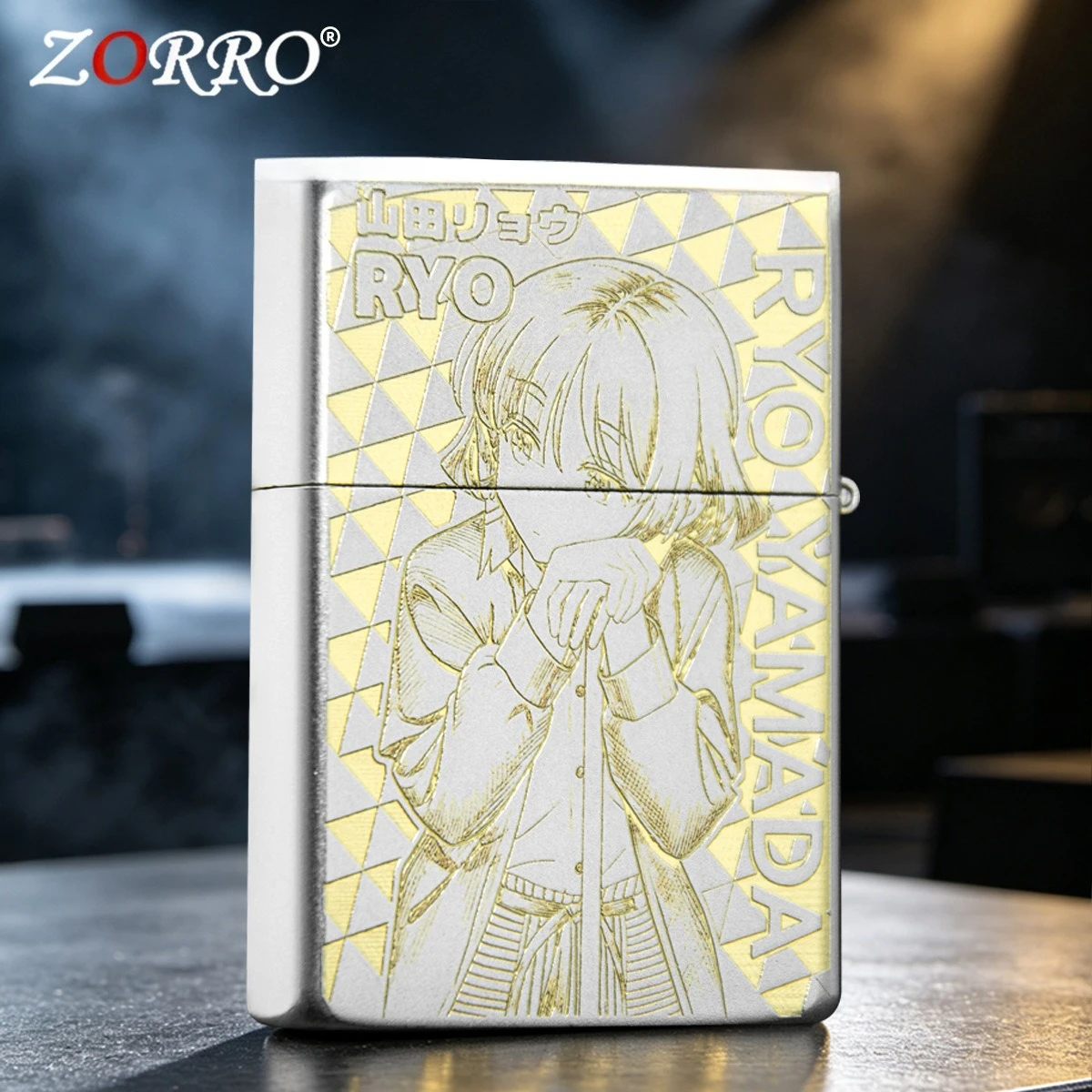 Authentic Zoro Sand Chrome Carved Kerosine Lighter, Personalized Retro Men's Cigarette Ignition Collection Tool