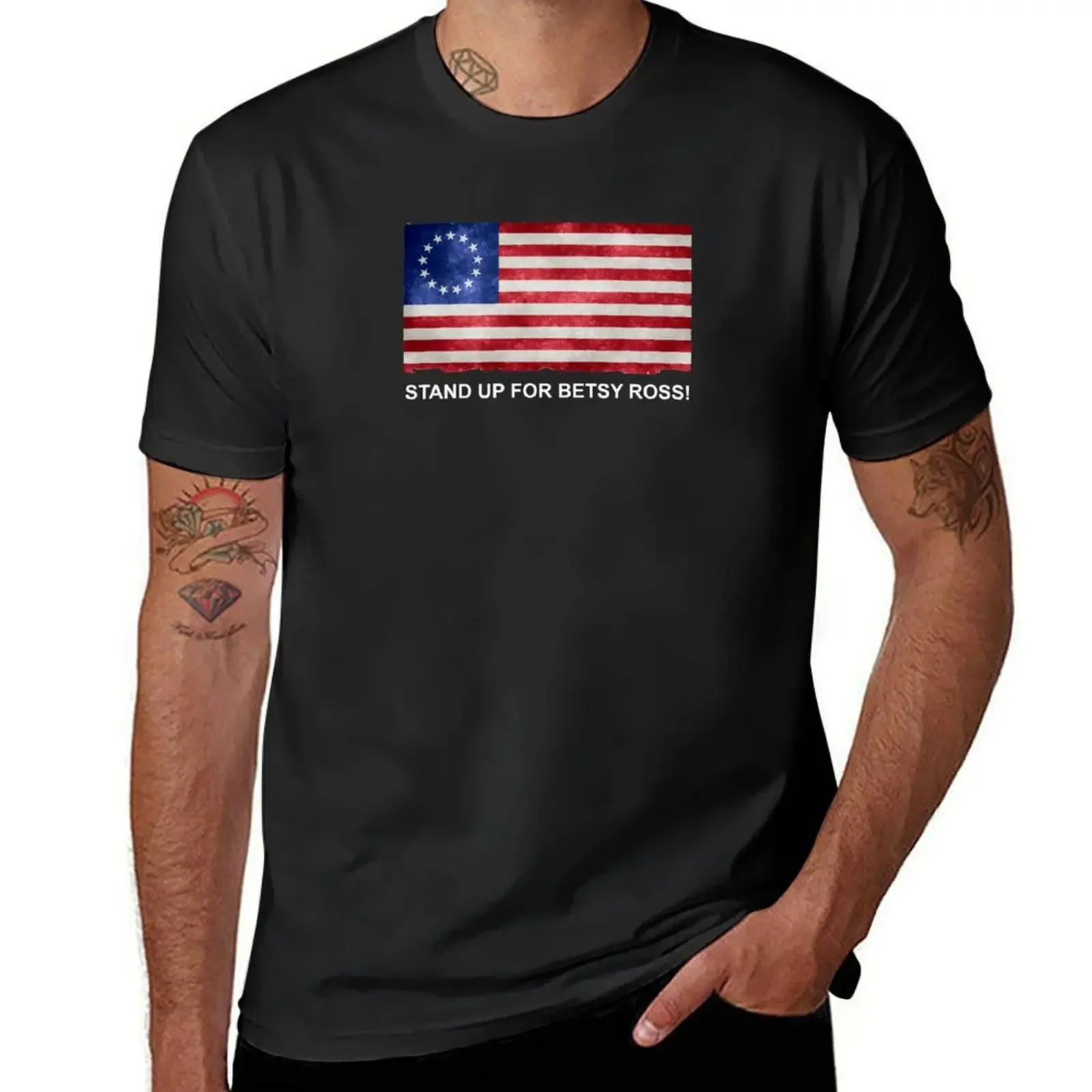 rush limbaugh betsy ross flag, stund up for betsy Ross 1776 T-Shirt baggy shirts clothing for men