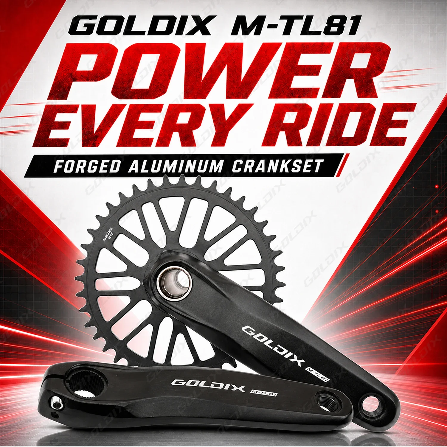 GOLDIX 3-Bolzen-Direct-Mount-MTB-Kurbelgarnitur 165/170/175mm Legierungs-Schmiedekurbelarm Schmal-Breit-Kettenblatt Mountainbike-Fahrradteile – Detail 1