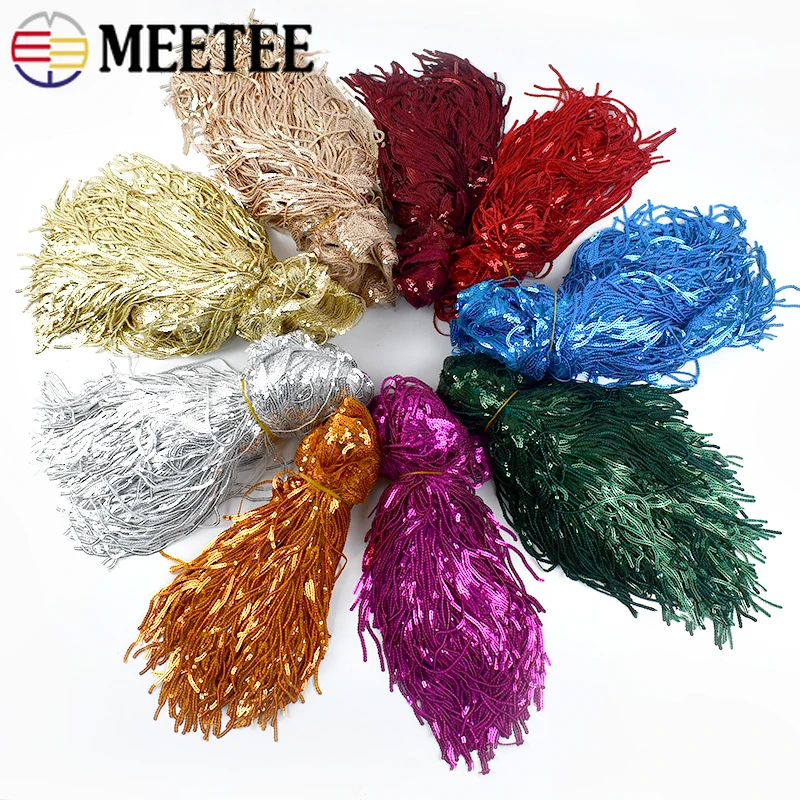 

2/5/10 ярдов Meetee 20 см, лента с бахромой и блестками, блестящая кисточка, кружевная латинская юбка, декор, кисточки, ткань, аксессуары для шитья одежды «сделай сам»