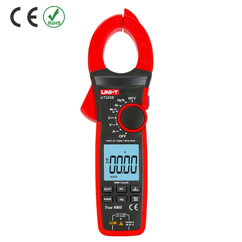 

UNI-T UT205E 1000A Digital Current Clamp True RMS Digital Clamp Meter AC DC Current 1000A 1000V LPF 6000 Count Multimetro Tester