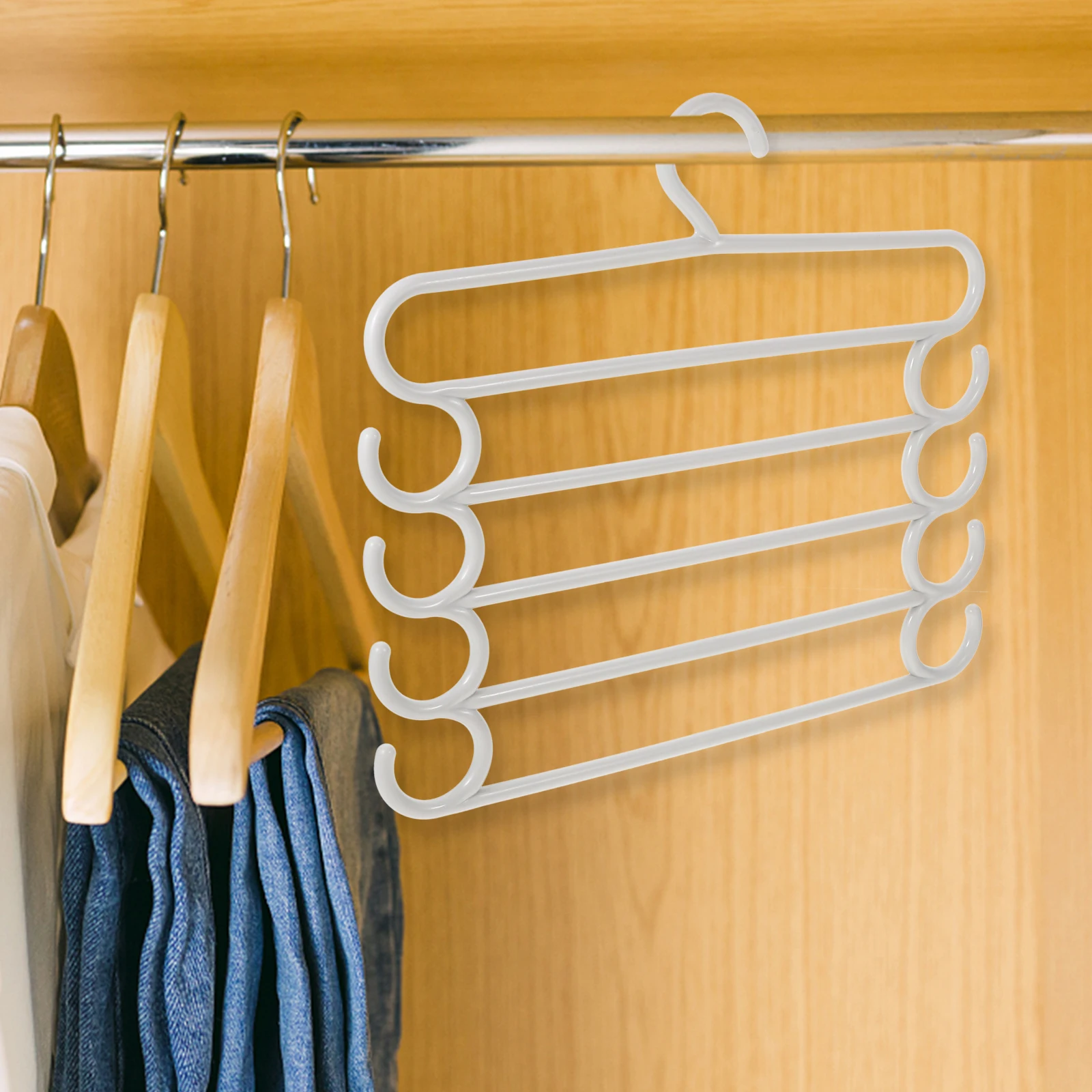 

5 Pcs Space Saving Pant Hanger Pants Hanger Storage Rack PP Material Pants Hangers Multipurpose Closet ganizer