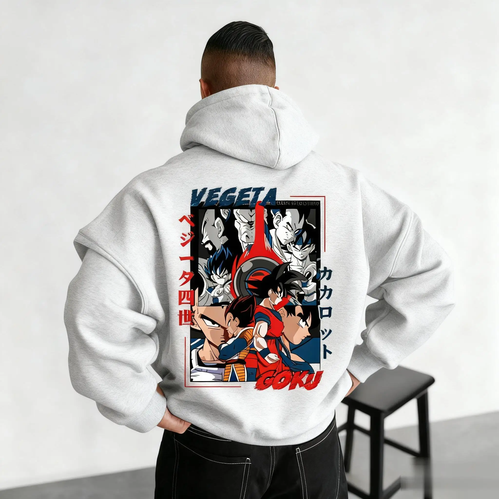 ドラゴンボールアニメ悟空ベジータプリントパーカー男性女性カジュアルストリートコスプレプルオーバースウェットシャツ新ファッショングラフィックパーカー