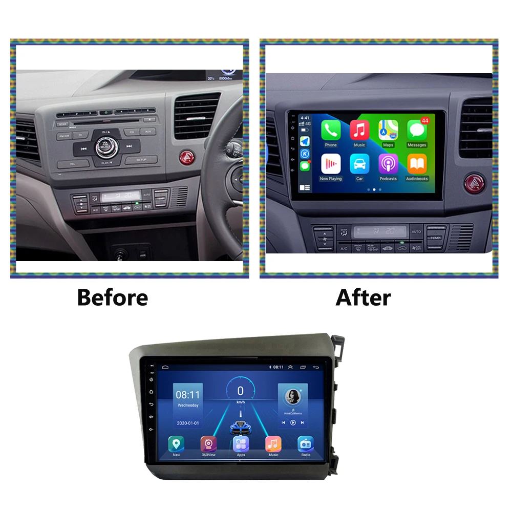 Android 13 Car Radio For Honda Civic 2012 2013 2014 2015 Right Hand Drive Head Unit Multimedia Player Mirror Link Bluetooth WIFI