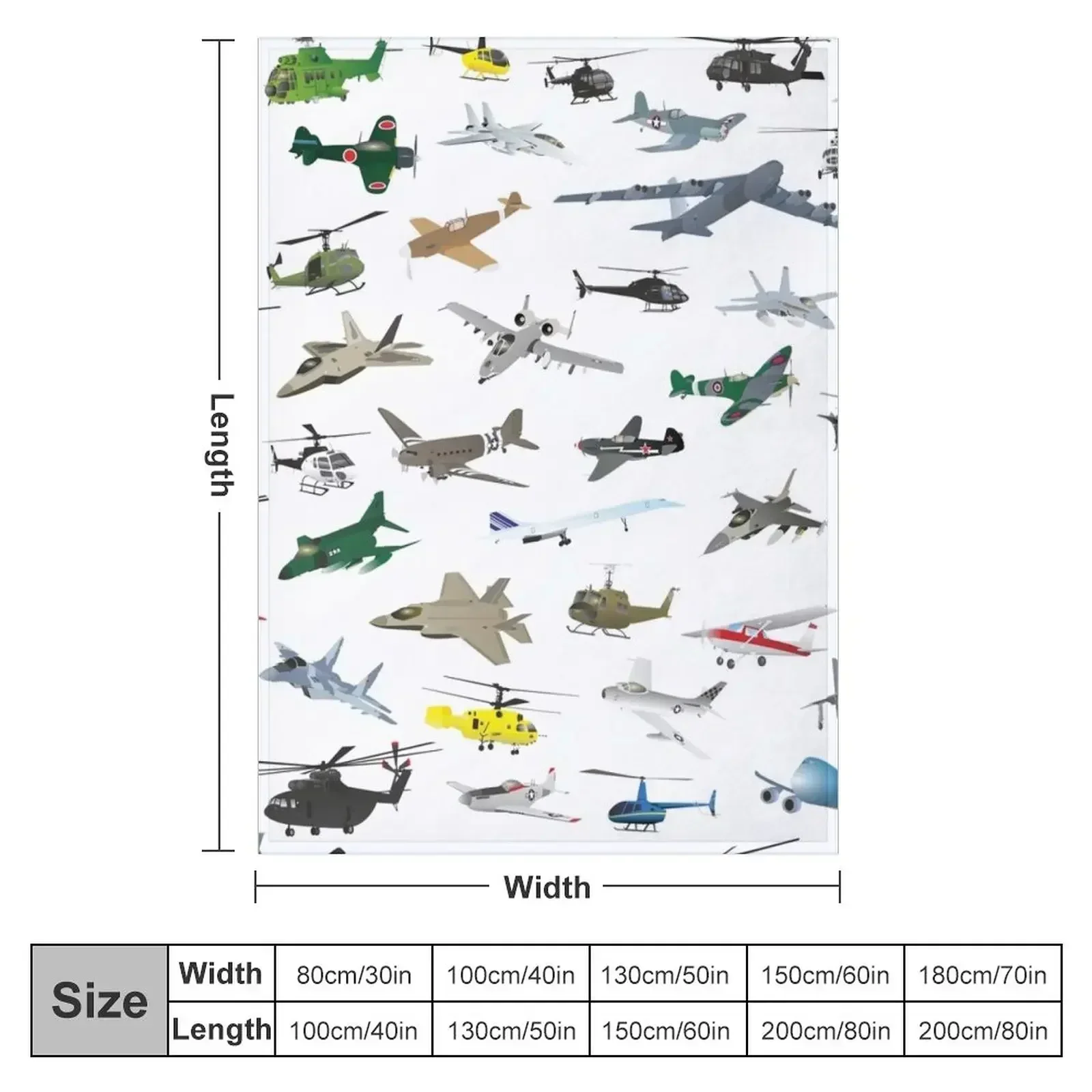 Various Colorful Airplanes and Helicopters Throw Blanket Soft Beds Warm warm for winter Beach Camping Hairy Blankets