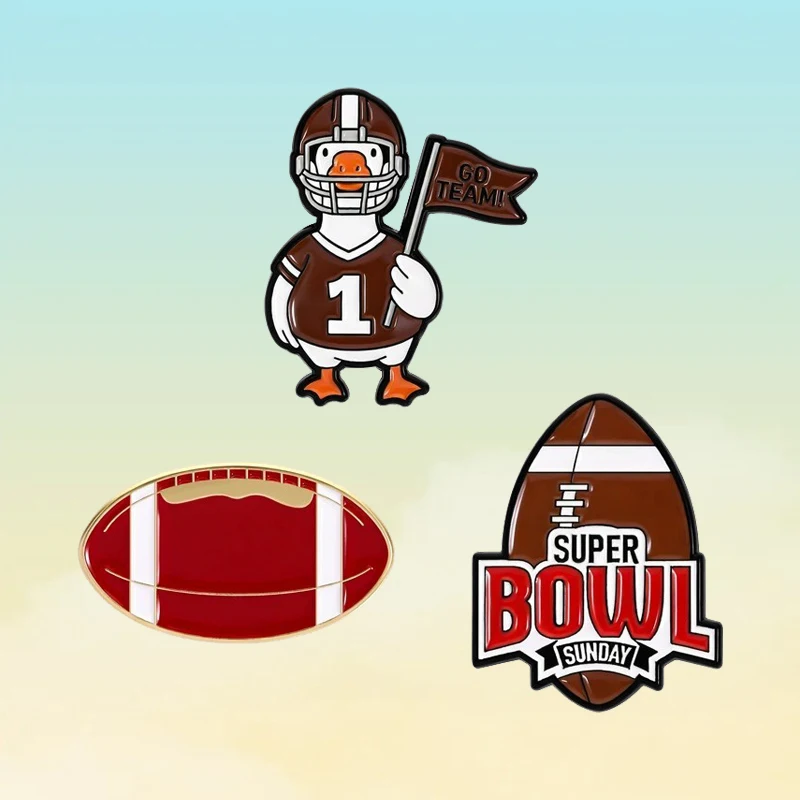 Set de Broches Esmaltados de Fútbol Deportivo, Diseño de Patos del Equipo Go, Broche de Super Bowl para Mochila, Bolso, Sombrero, Accesorio Lindo para Fanáticos del Deporte, Regalo para Niños