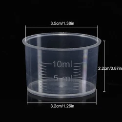 20 Pcs 10ml Small Clear Plastic Measuring Cup With Scale Volumetric Cylinder Laboratory Experimental Supplies