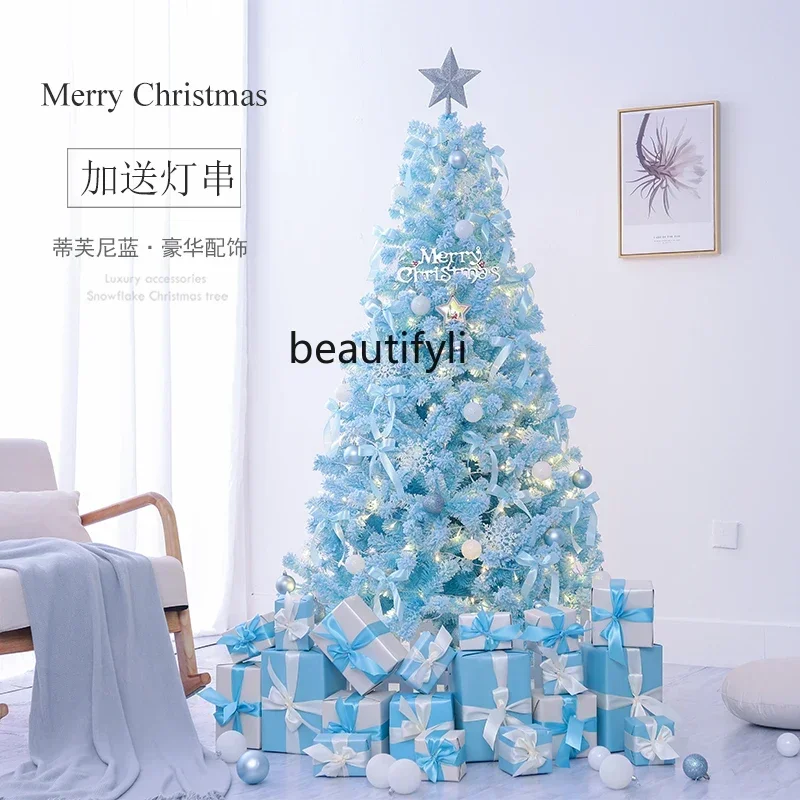 

YH Christmas Blue Flocking Christmas Tree Home Package Luxury Decoration