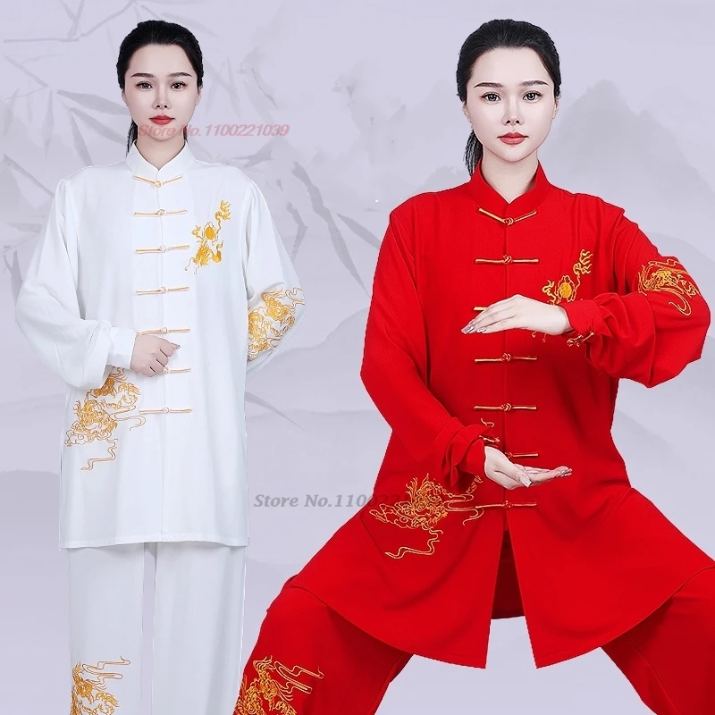 22024 chinese tai chi wu shu kung fu uniform national dragon embroidery shaolin practice traditional martial arts wing chun suit