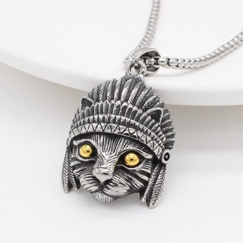 Retro Matte Funny Indian Cat Rabbit Head Alloy Pendant Necklace Lovely Fashion Men Women Metal Chain Pendants Cat Rabbit Jewely