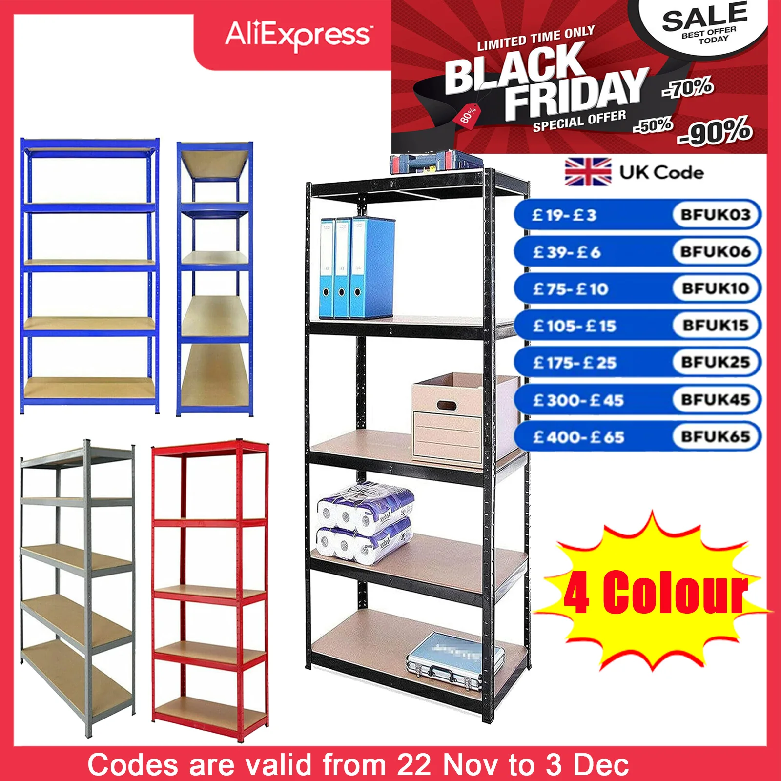 DayPlus Shelving Unit for Garages and Sheds 180x90x40cm Racking Storage Shelves Metal Shelving 5 Tier Boltless Garage Storage