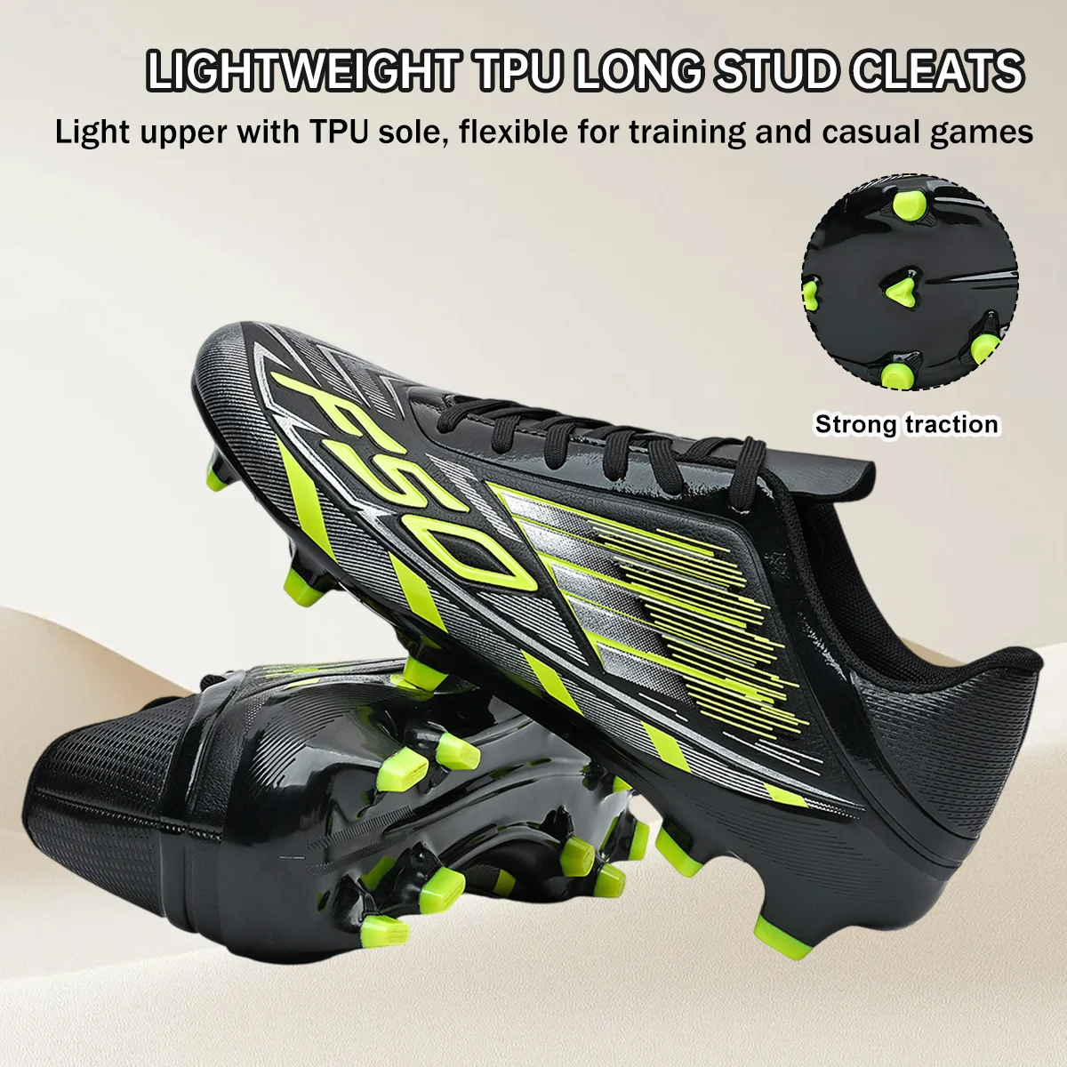

Men's AG/FG Non-Marking Sole Soccer Boots Outdoor Field Sports Breathable Anti-Slip Long Studs