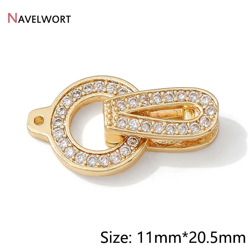 1/2/3Pcs 14K Gold Plated Round  Brass With Zircon Bracelet Clasps Connector Clasps,For DIY Bracelet Necklace Making Accessories view 3