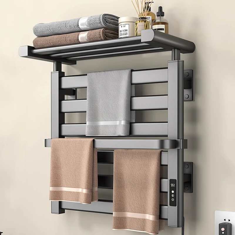 

Новый умный электрический полотенцесушитель из углеродного волокна, нагревательная стойка для ванной комнаты, настенная сушилка, энергоэффективная полка для полотенец