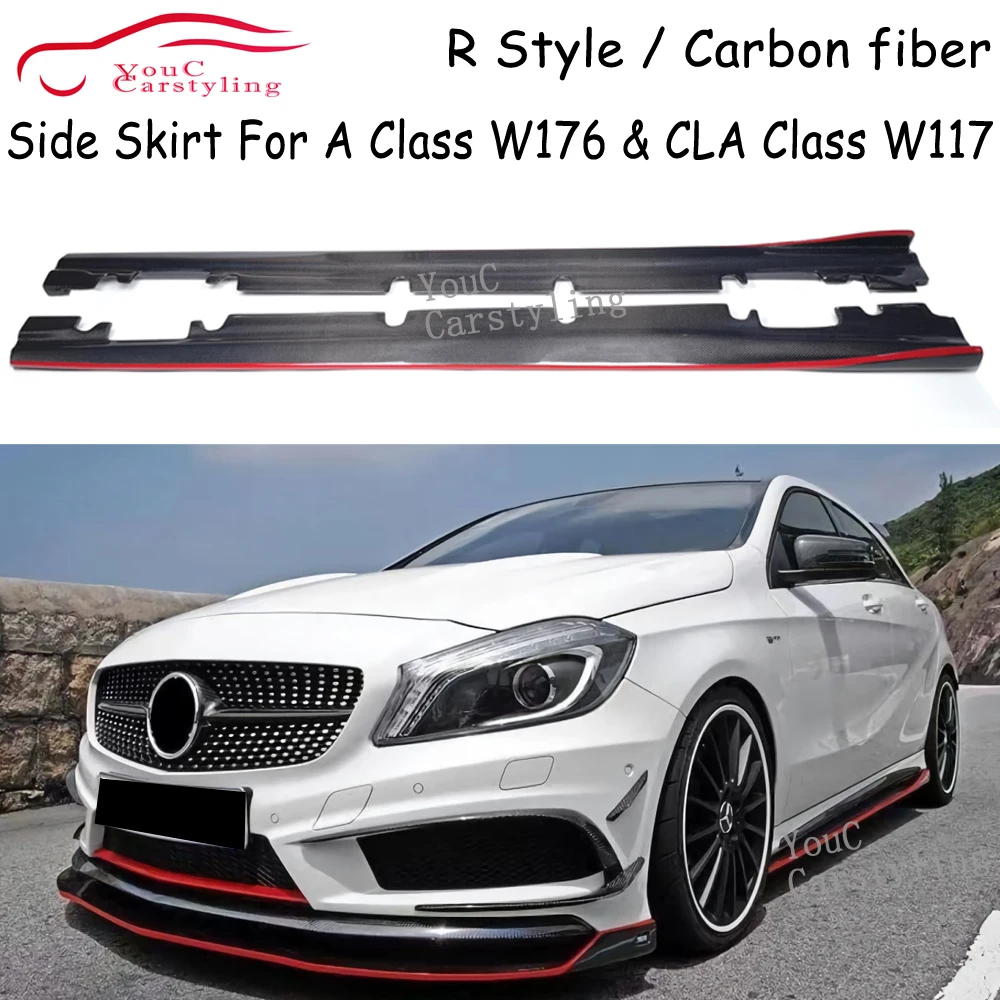

W117 Real Carbon Fiber Side Skirt for Mercedes A Class W17 A160 A180 A200 A250 A45 & CLA Class CLA180 CLA45 2013-2019 Decoration