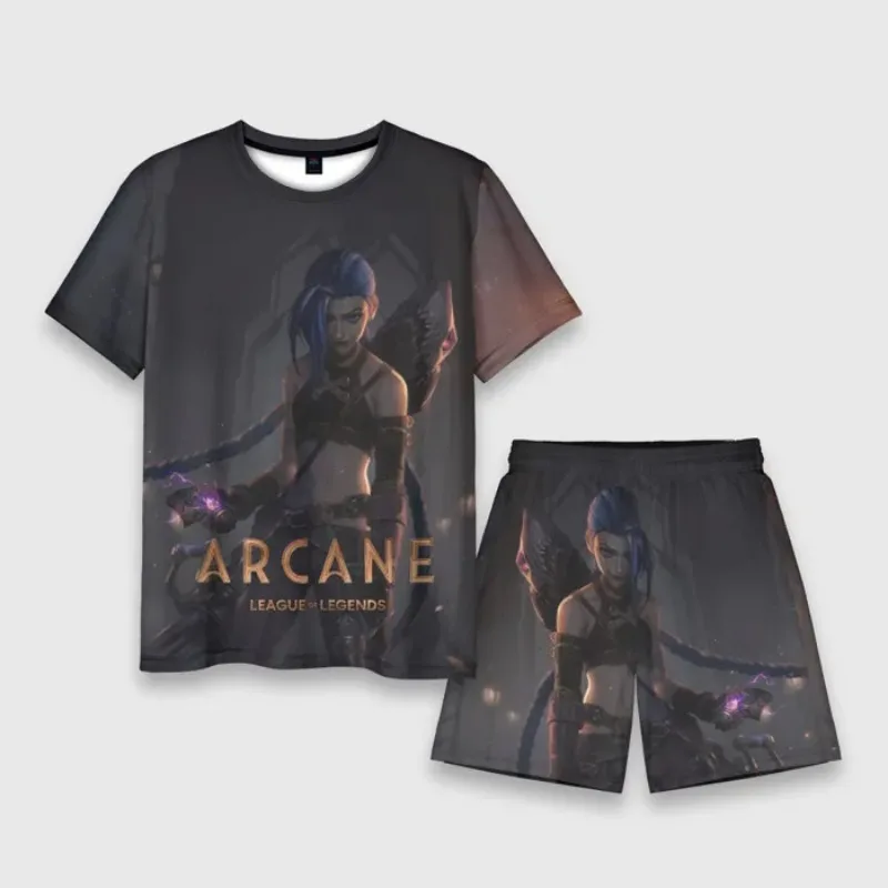 

2025 Anime 3D Printed T-shirt Shorts Set for Men and Women Harajuku Sports Set Plus Size Street Two-piece Set